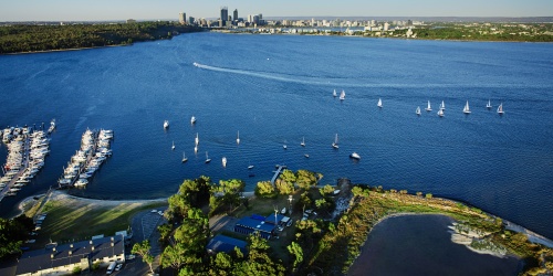 Perth city skyline and Swan River Tourism of Western Australia