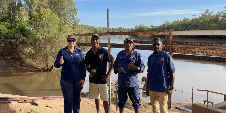 DBCA staff member Mish with Nyikina Mangala Rangers