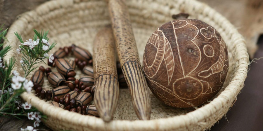 Photograph of items used in traditional ceremonies.