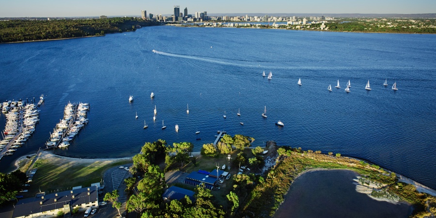 Perth city skyline and Swan River Tourism of Western Australia