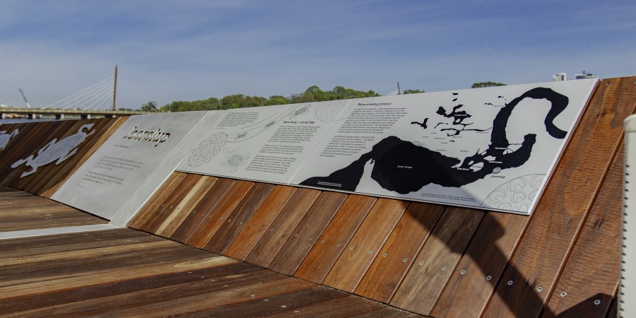 Interpretive signage at the new Burswood Park interpretation node